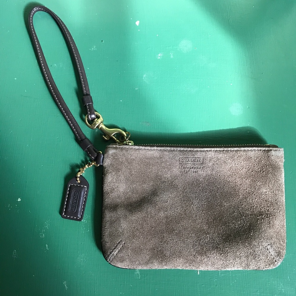 Brown Suede Coach Wristlet